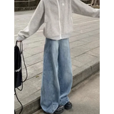 Daiiibabyyy  Women Baggy Wide Leg Jeans Light Blue Wash Casual Denim Trousers