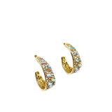 Daiiibabyyy  Exquisite Gold Plated C-ring Earrings Fashion Temperament Colorful Zircon Earrings Wedding Jewelry Accessories Valentine's Gift