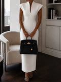 Daiiibabyyy  Sexy Deep V-neck Commute Bodycon Dress Women Fashion Cap Sleeve Cocktail Long Dress Casual Hight Waist Solid Slim Party Dresses