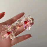 Daiiibabyyy Korea Hyperbole White Transparent Flower Earrings for Women  New Cute Sweet Acrylic Big Floral Earring Trendy Jewelry
