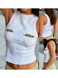 Daiiibabyyy  Women s Sleeveless Crop Tops Summer Casual Tank Tops Crew Neck Beaded  Fit Vest Shirts for Hot Weather