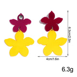 Daiiibabyyy  Sweet Acrylic Colorful Flower Dangle Earring for Women Five Petal Floral Pendant Earrings Holidays Jewelry Accessories