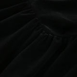 DAIIIBABYYY  -  Elegant Black Velvet Dress Retro 2000s Ruched Patchwork Short Sleeve Party Dresses for Women Japanese y2k Ladies Outfits