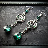 DAIIIBABYYY  -  New Goth Silver Tone Snake Emerald Drop Earrings Serpent Witch Pagan Alternative Statement Punk Jewelry Women Fashion Gift