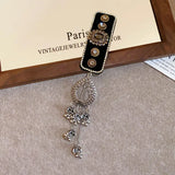 Daiiibabyyy  Neo Chinese Style Flocking Chinese Knot Rhinestones Imitation Pearl Water Drop Long Chains Retro Fringe Magnificent Hair Clips