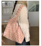 Daiiibabyyy  Korean Women Fashion Grunge Fur Bag Vintage All Match Streetwear Ins Handbags Casual Y2k Aesthetic Trendy Shoulder Underarm Bags