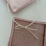 DAIIIBABYYY  -  New Arrival Retro Sweet Elegant Zircon Bow Tassel Pendant Necklace For Women Fashion Imitation Pearls Jewelry Gifts