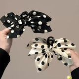 Daiiibabyyy  French Elegant Hair Claw Crabs For Women Polka Dot Fashion Bow Hair Clip Retro Head Shark Clip Luxury Hair Accessories