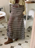 DAIIIBABYYY  -  Color Blocking Plaid Slightly Transparent Chiffon Skirt Women Summer 2025 New Niche Retro High Waisted A-line Skirts