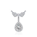 Daiiibabyyy  Y2K Jewelry Shiny Crystal Heart Wings Navel Ring Sexy Cool Accessory Geometric Fashion Navel Rings Body Piercing