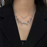 Daiiibabyyy  Fashion Metal Irregular Waterdrop Shape Pendant Necklaces for Women Gothic Hip Hop Clavicle Chain Chokers Statement Jewelry