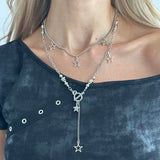 Daiiibabyyy  Simple Trendy Silver Color Hollow Five-Pointed Star Pendant Necklace Men Punk Daily Party Jewelry Neck Accessories