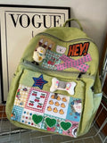 Daiiibabyyy  Patch Cute Girl Japanese Canvas Backpack Junior High School Students Niche Design Backpacks Campus All-match Bags