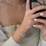 DAIIIBABYYY  -  New Arrival Retro Sweet Elegant Zircon Bow Tassel Pendant Necklace For Women Fashion Imitation Pearls Jewelry Gifts