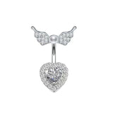 Daiiibabyyy  Y2K Jewelry Shiny Crystal Heart Wings Navel Ring Sexy Cool Accessory Geometric Fashion Navel Rings Body Piercing