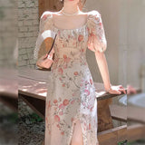 DAIIIBABYYY  -  French Haute Couture Fairy Long Dress, Temperament and Socialite New Slimming, Unique and Beautiful Floral Dress, Summer