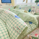 DAIIIBABYYY  -  Bedding Class A All Cotton Face Mask Dormitory Skin friendly Fresh Bed Sheet and Quilt Cover Pure Cotton Four piece Set Three