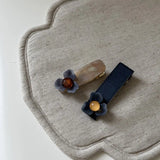 DAIIIBABYYY  -  Retro fog blue flower hairpin advanced sense daily versatile duck bill clip bangs side hair accessories women