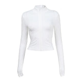 Daiiibabyyy  Woman’s Sweatshirt Fashion Casual Zipper Long Sleeveless V-NeckStreetwearY2k Slim Tops Tees Female Blusas