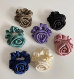 Daiiibabyyy  -  French Rose Hair Scrunchies Korean Rose Hair Ties Elegant Flower Hair Bands
