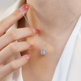 Daiiibabyyy New 925 Sterling Silver Necklace  Luxury Rhine Topaz Pendant Sapphire Necklace  Banquet Glamour Jewelry for Women Engagement