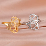 DAIIIBABYYY  -  Love Heart Filigree Stainless Steel Couple Ring Silver Color Supernatural Amulet Gift For Man Woman Fashion Jewelry