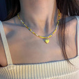 DAIIIBABYYY  -  Y2K Glass Butterfly Pendant Pearl Beads Necklace for Women Korean Fashion Kpop Rhinestone Clavicle Choker Jewelry