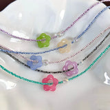 Daiiibabyyy Korean Summer Cute Handmade Pearl Flower Pendant Beaded Neck Clavicle Chain Choker Necklace For Women 2024 Vacation Accessories