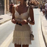 DAIIIBABYYY  -  Fashion Tassel Summer Vacation Two Piece Sets Lady Sexy Suspenders Top with Mini Skirt Suit Casual Sleeveless Slim Knit Outfits