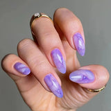 Daiiibabyyy  Manicure Long Almond False Nails Purple French Press on Nails Detachable Cat's Eye Cherry Fake Nials DIY