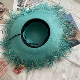 Daiiibabyyy  Summer straw hat 100% paper green ladies summer beach sun protection flat top straw hat шляпа женская летняя
