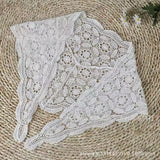 Daiiibabyyy  Knitted Hollow Out Triangle Hair Scarf Headband Women Girls Knitted Flower Headbands Summer Travel Literary Photo Headwear