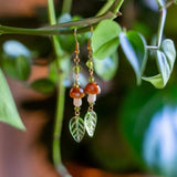 Daiiibabyyy  Retro Temperament Forest-style Mushroom Green Leaf Glass Tassel Dangle Earrings for Women Bohemian Creative Jewelry Accessories