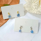 Daiiibabyyy  Tiny Blue Forget Me Not Flower Earrings Simple Dried Floral Earring Jewelry Gifts for Mom, Friends