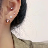 DAIIIBABYYY  -  Sweet Cool Creative Spider Shape Heart Rhinestone Stud Earrings Women Punk Y2K Spiral Buckle Earring Jewelry Party Gift