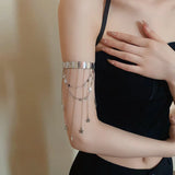 Daiiibabyyy  Korean Ins Star Fringe Open Bangles for Women Temperament Arm Chain Spice Sweet Cool Wind Y2k Fashion Hand Jewelry Goth Girl