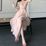 DAIIIBABYYY  -  Fashion Korean Style Party Dress Tighten The Waist 2024 Spring Summer New Dress Vintage Elegant Princess A Line Dress