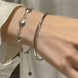 DAIIIBABYYY  -  Vintage Couples Silver Color Heart Bracelet Bangles for Women Opening Adjustable Luxury Bracelets pulseras Jewelry Gift