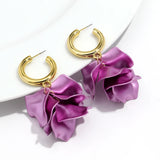 Daiiibabyyy  New Trend Acrylic Large Pearl-luster Petal Flower Drop Earrings for Women Personal Exaggerate Earrings Trend Jewelry