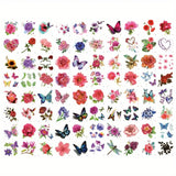 Daiiibabyyy  80 Sheets Flower Butterfly Tattoo Sticker Waterproof and Durable Temporary Tattoo