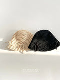 Daiiibabyyy Korean Ins Spring Summer New Sweet Cute Hollow Bow Knitted Sun Bucket Hat Female Sunshade Fisherman Hat