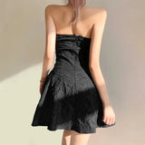 DAIIIBABYYY  -  New Women's Solid Color High Waist Slim Fit Sexy Zipper Strapless Backless Dress for Women