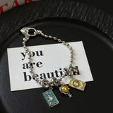 Daiiibabyyy  Vintage Distressed Tarot Card Sun Moon Stars Necklace Niche Unique Design Premium Bracelet Jewelry New