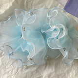 Daiiibabyyy  1PC Elegant Tulle Organza Hair Scrunchie With Faux Pearls For Women Girls Large Ruffle Elastic Hair Tie Fashion Hair Accessories