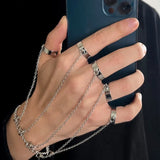 Daiiibabyyy  Gothic Cool Hip Hop Punk Chain Stainless Steel Tassel Rings for Women  Adjustable Open Finger Men Rings Set Party Gifts Jewelry