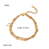 DAIIIBABYYY  -  New Waterproof 18K Gold Plated Stainless Steel Beads Chain Bracelet Three Layer Dainty Bracelets for Girls Fashion Jewelry Gift