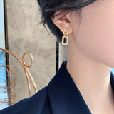 Daiiibabyyy  Exquisite Luxury Micro Inlaid Zircon Geometric Square Earrings for Woman Korean Fashion Jewelry Party Girls Unusual Earring
