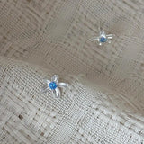 Daiiibabyyy  Sweet Cute Silver Color Flower Stud Earrings for Women Simple Exquisite Mini Small Earrings Students Daily Jewelry Accessories