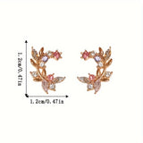 Daiiibabyyy  Korean Exquisite Flower Butterfly Earrings for Women Bling Cubic Zirconia Stud Earring Girl Wedding Party Sweet Jewelry Gifts