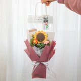 Daiiibabyyy Sunflower Rose Crochet Flower Bouquet Finish Knitted Flowers Artificial Hand Woven Flowers Graduation New Year Gift 꽃다발